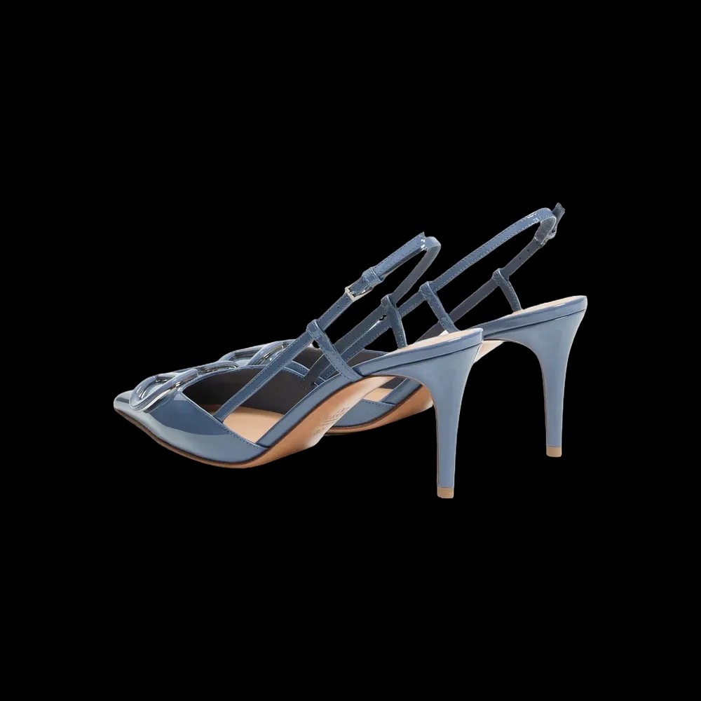 Valentino VLogo Signature Patent Leather Slingback Pump 80mm Azure - HypeFly India View 5