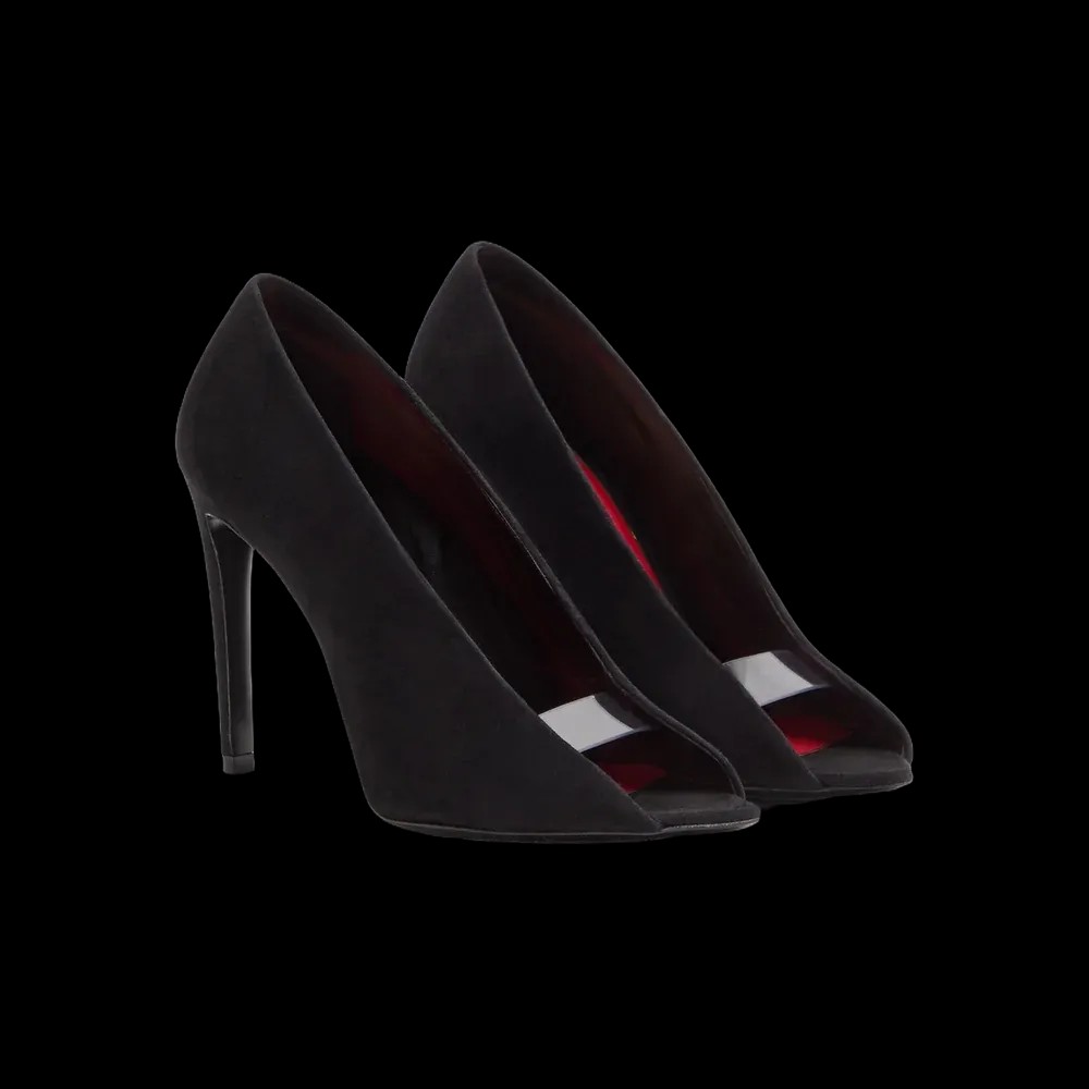 Valentino Open Toe Révélé Suede Pumps 105mm Black - HypeFly India View 3