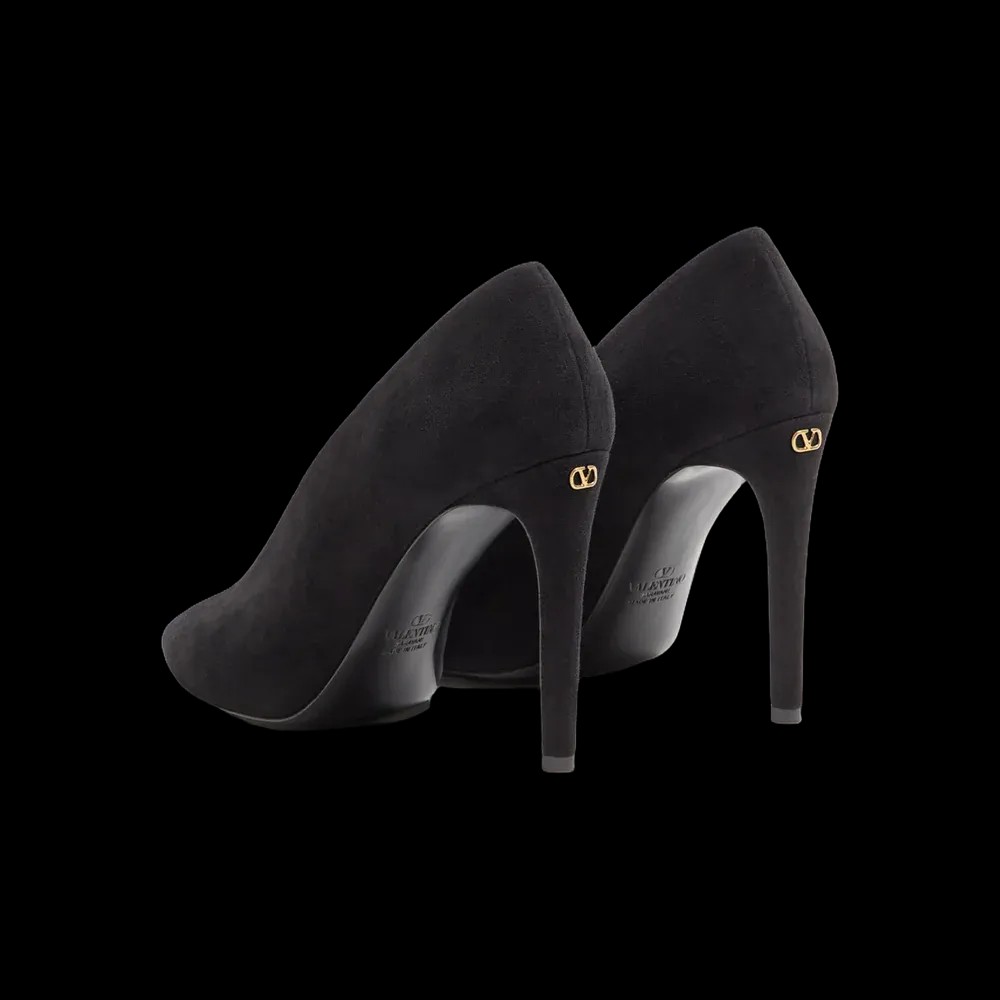 Valentino Open Toe Révélé Suede Pumps 105mm Black - HypeFly India View 5