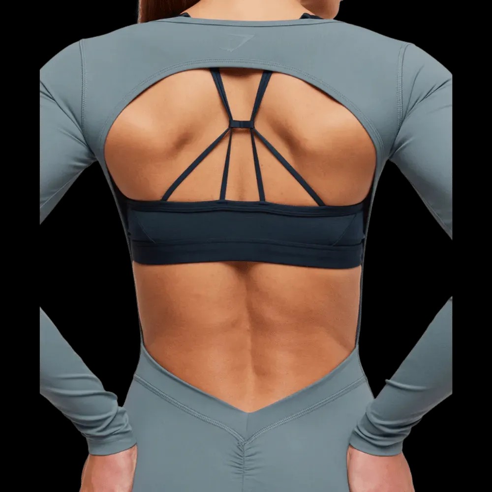 Gymshark Lifting Dipped Waistband All-In-One Iron Blue - HypeFly India View 3
