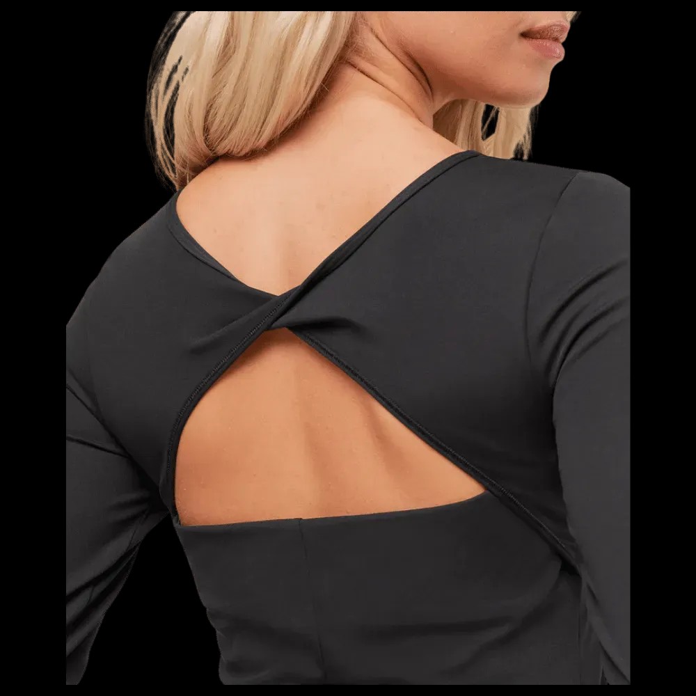 Gymshark Twist Back Long Sleeve Top Black - HypeFly India View 4