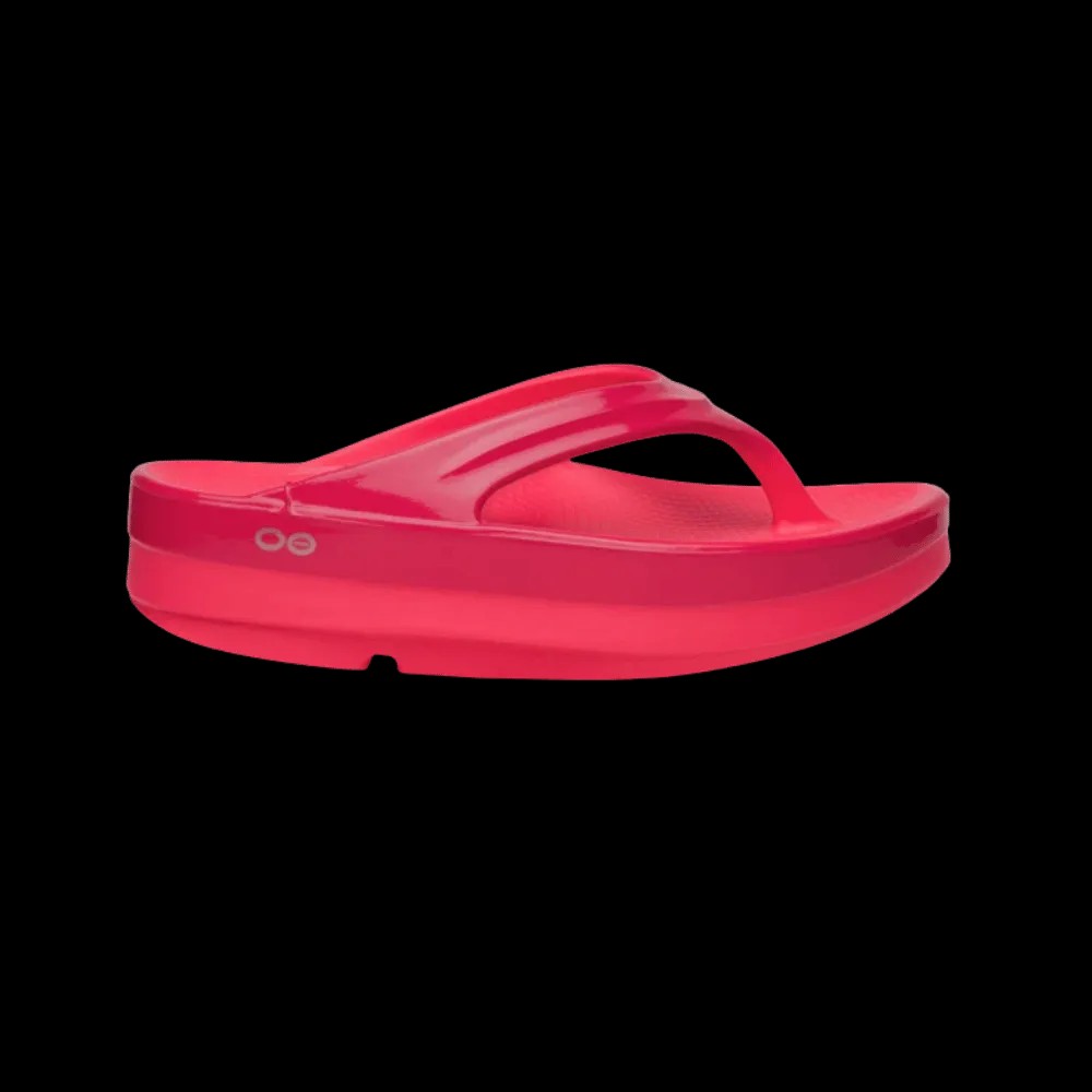 Oofos OOmega OOlala Stacked Sandal Neon Berry Punch - HypeFly India View 1