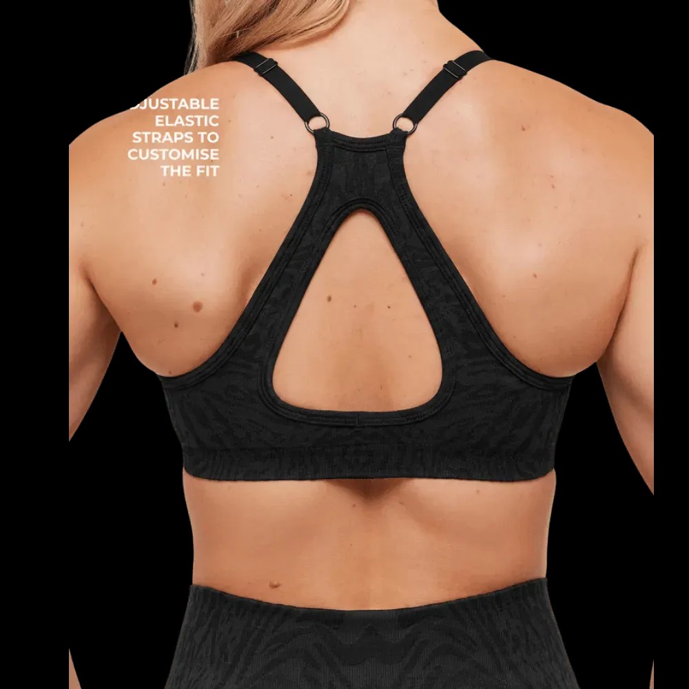 Gymshark Adapt Animal Seamless Sports Bra Black/Asphalt Grey - HypeFly India View 3