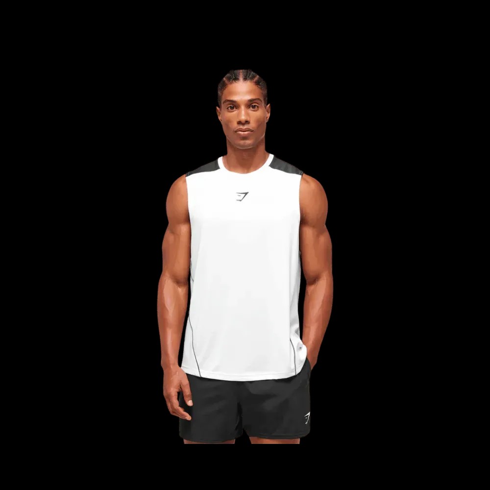 Gymshark Arrival Block Tank Regular Fit White - HypeFly India View 5