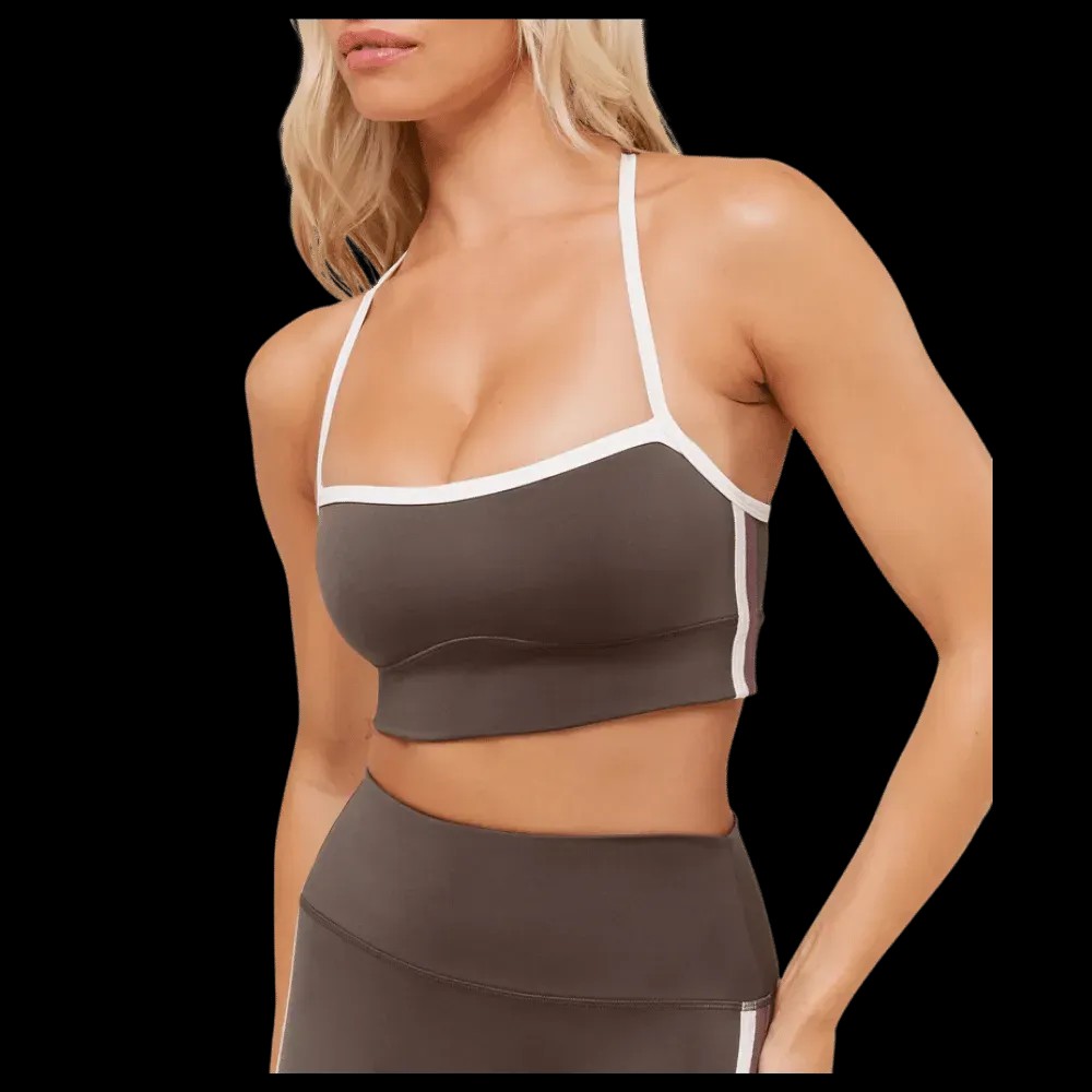 Gymshark Piping Sports Bra Walnut Brown - HypeFly India View 4