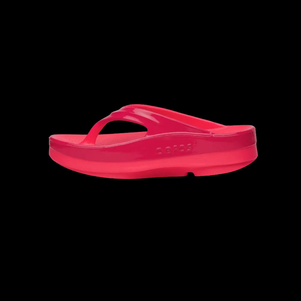 Oofos OOmega OOlala Stacked Sandal Neon Berry Punch - HypeFly India View 2