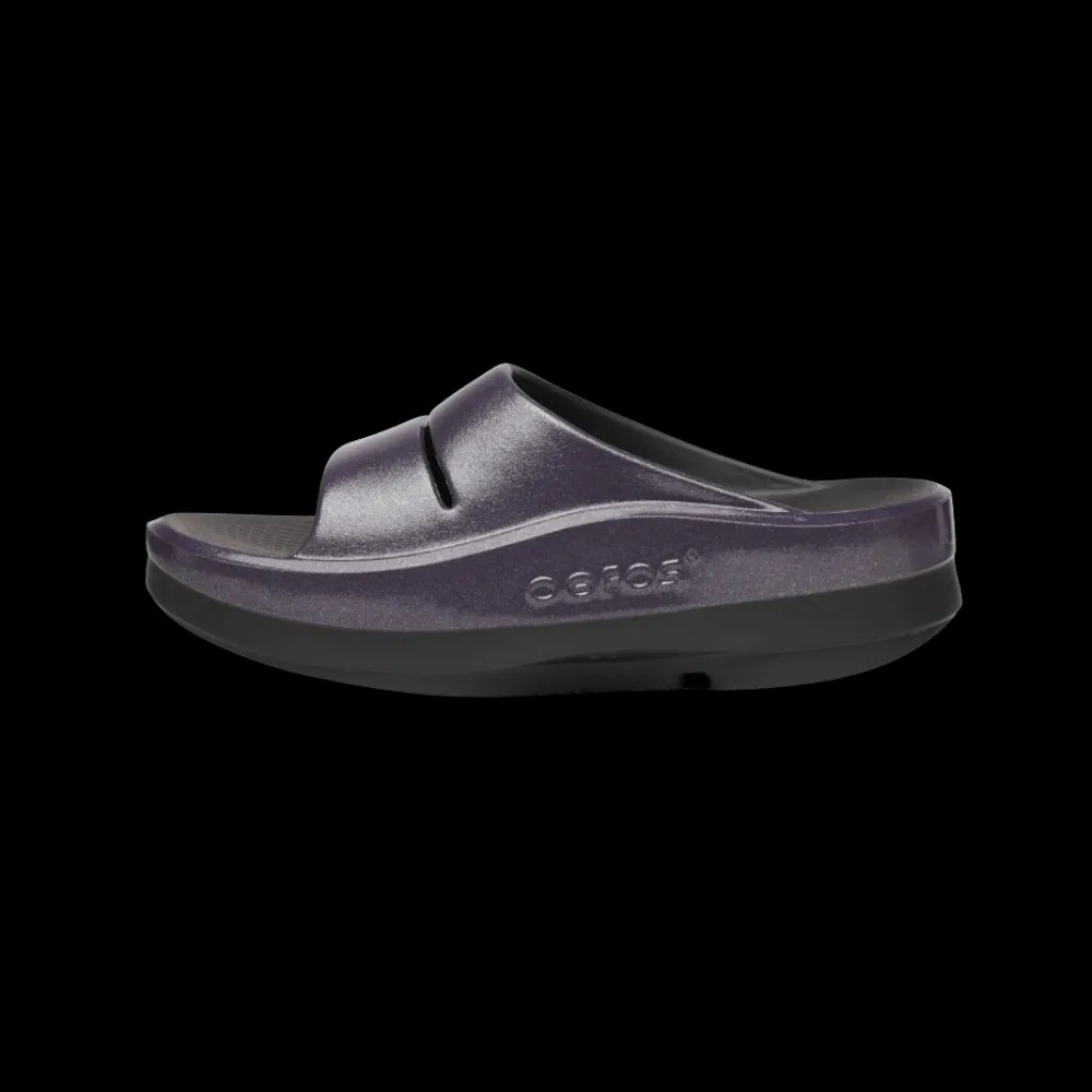 Oofos OOmega OOahh Stacked Sandal Amethyst Sparkle - HypeFly India View 3