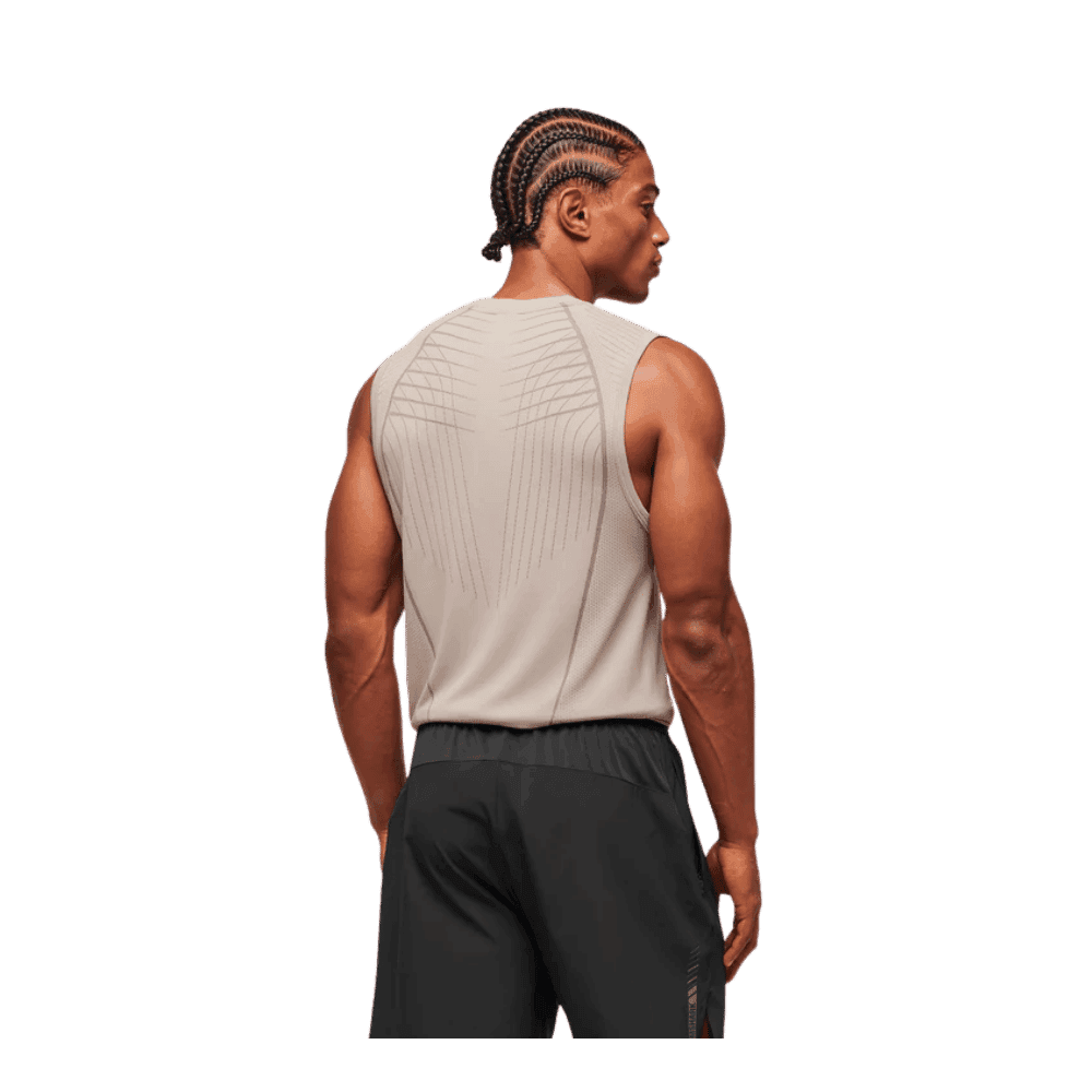 Gymshark Apex Seamless Tank Slim Fit Mushroom Grey/Pitch Grey - HypeFly India View 3