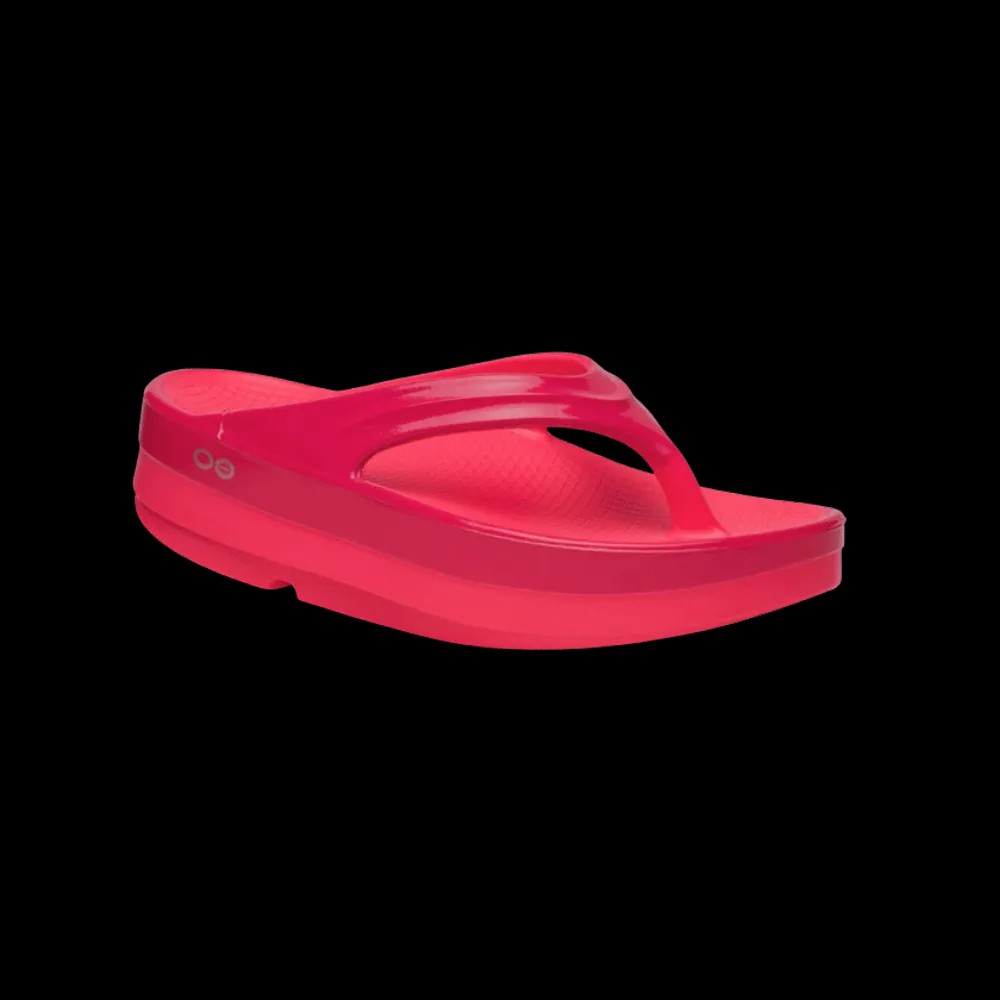 Oofos OOmega OOlala Stacked Sandal Neon Berry Punch - HypeFly India View 3