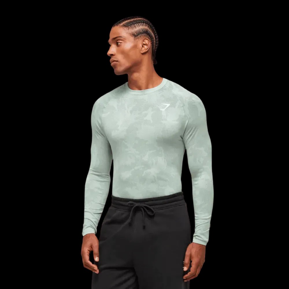 Gymshark Geo Seamless Long Sleeve T-Shirt Morning Blue - HypeFly India View 4