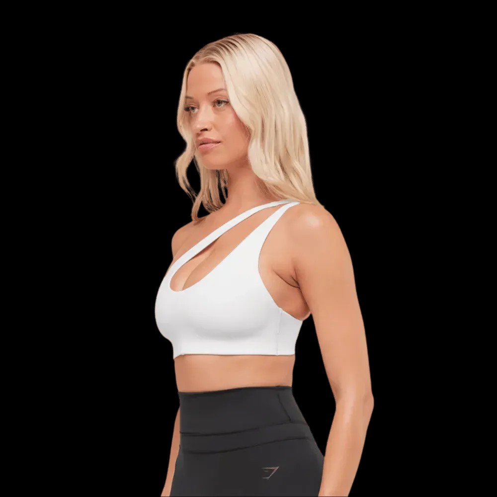 Gymshark One Shoulder Sports Bra White - HypeFly India View 4