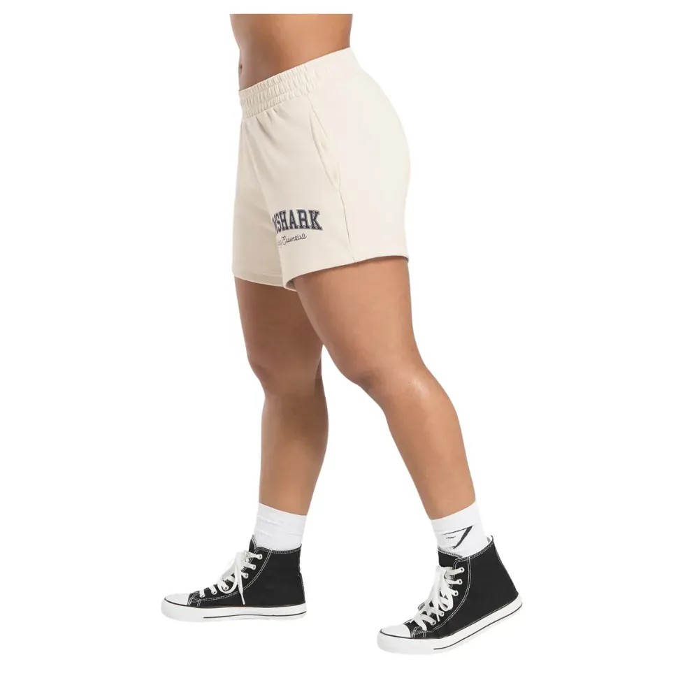 Gymshark Lifting Essentials Graphic Brushed 4' Shorts Oat White - HypeFly India View 3