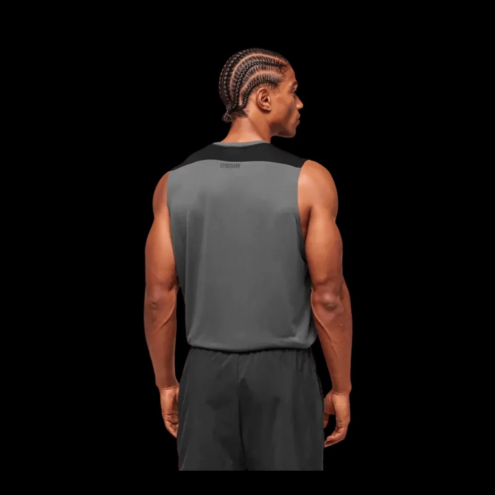 Gymshark Arrival Block Tank Regular Fit Dark Grey - HypeFly India View 3