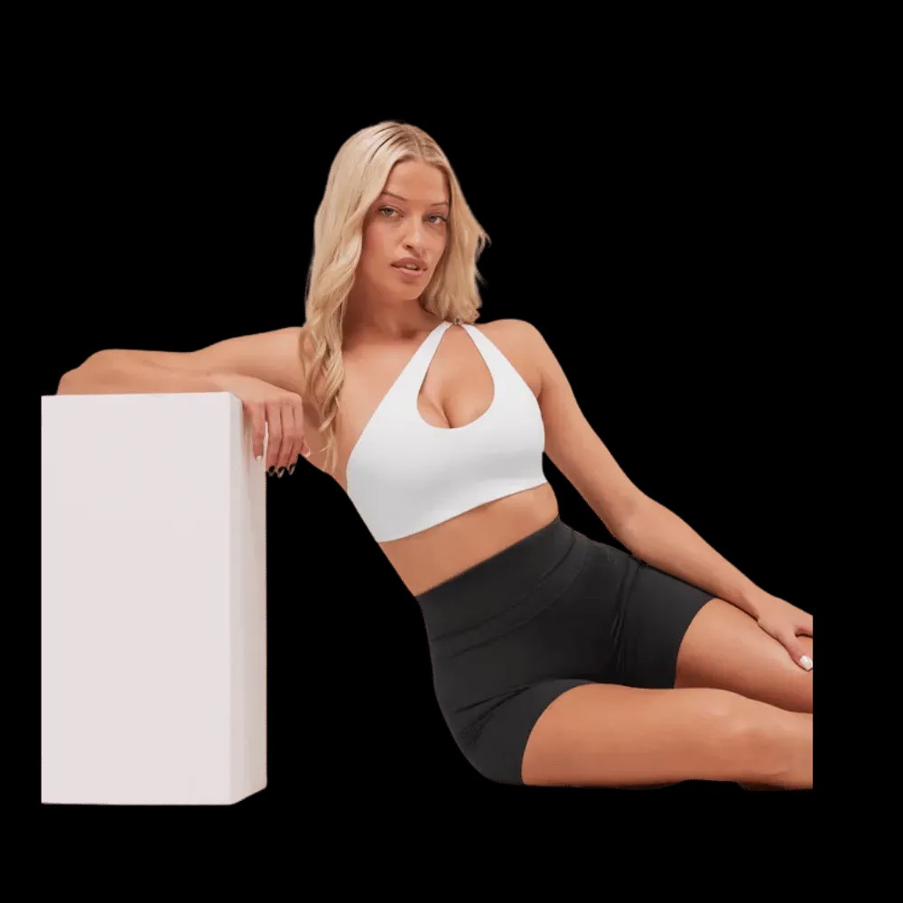 Gymshark One Shoulder Sports Bra White - HypeFly India View 2