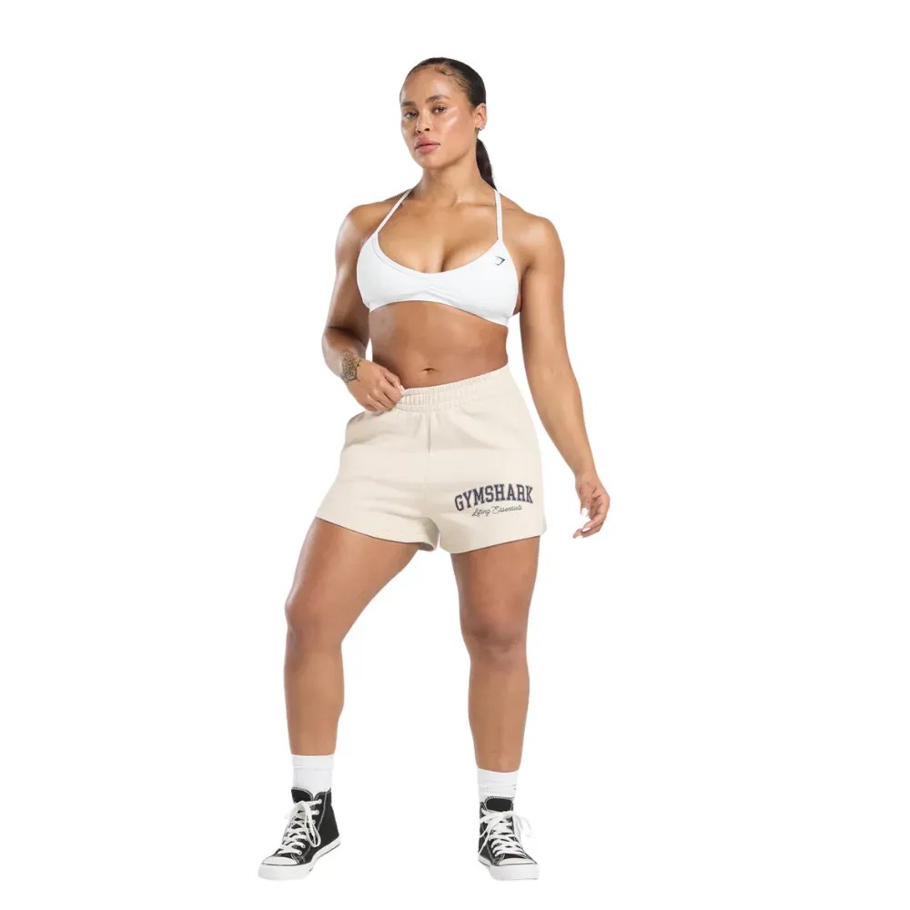 Gymshark Lifting Essentials Graphic Brushed 4' Shorts Oat White - HypeFly India View 4