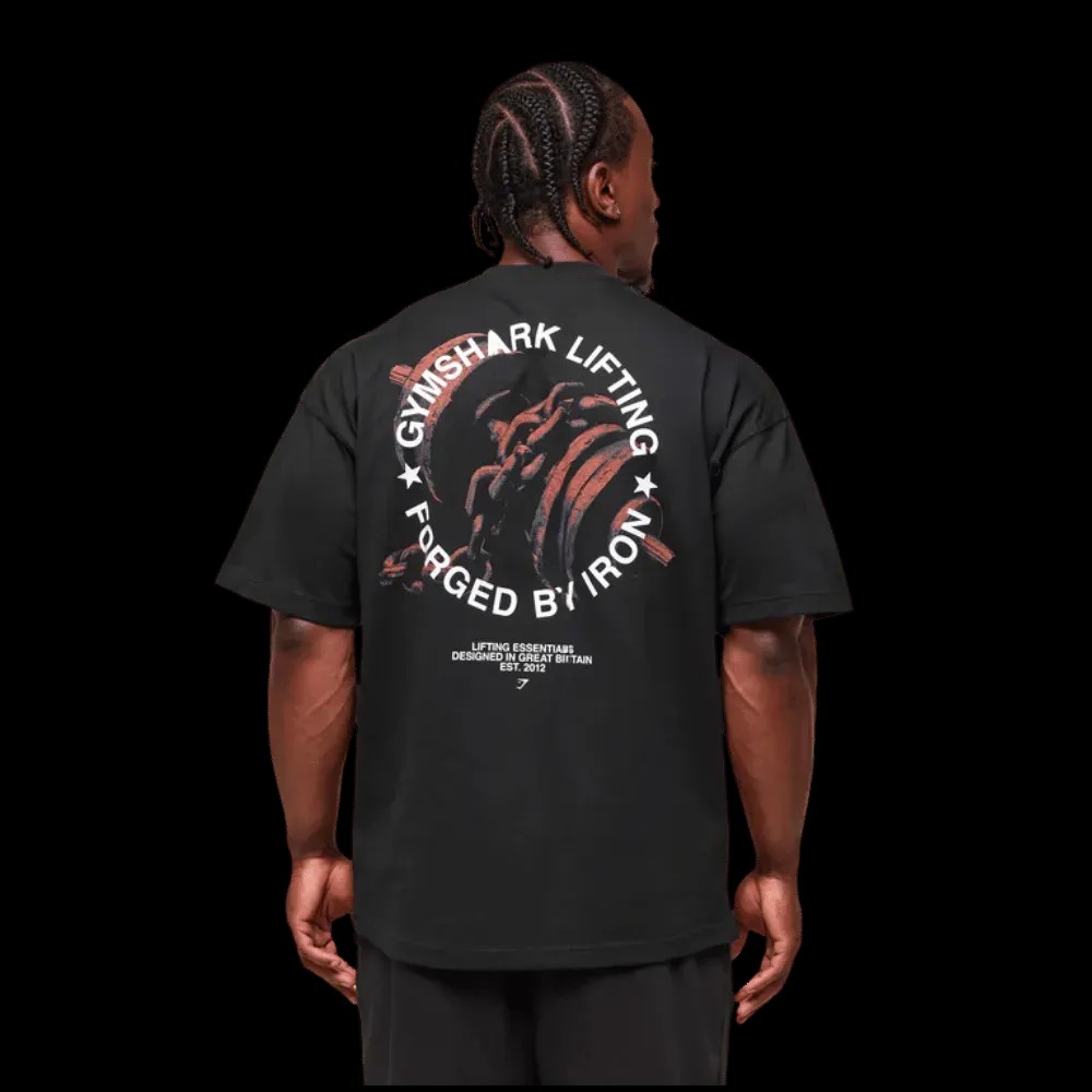 Gymshark Forged By Iron T-Shirt Extreme Oversized Fit Black - HypeFly India View 5