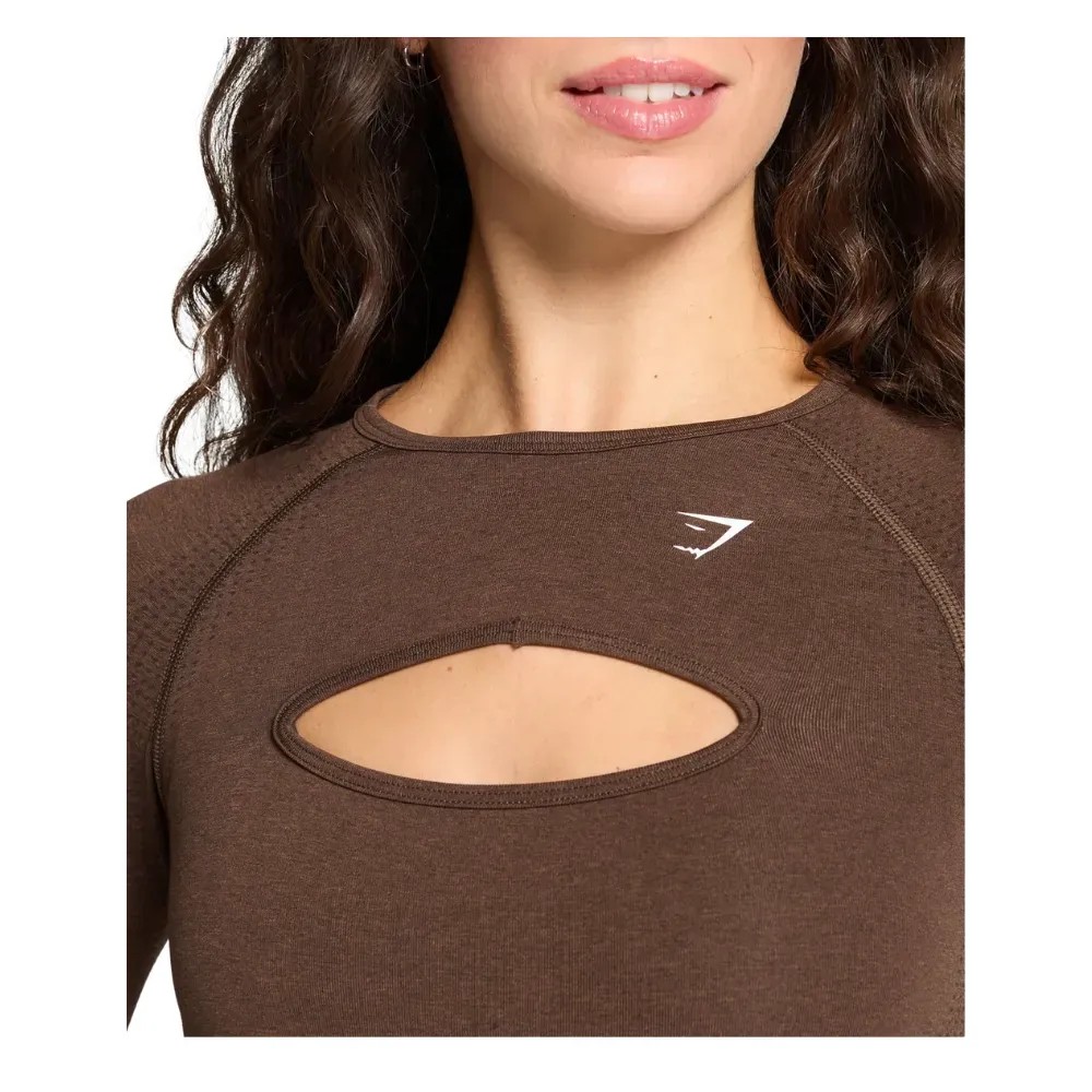 Gymshark Vital Long Sleeve Cut Out Top Espresso Marl - HypeFly India View 5