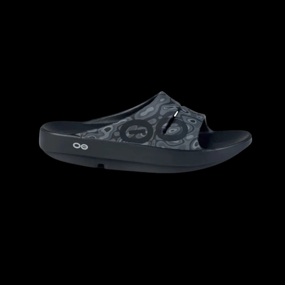 Oofos OOahh Sport Slide Sandal Black Water Camo - HypeFly India View 1