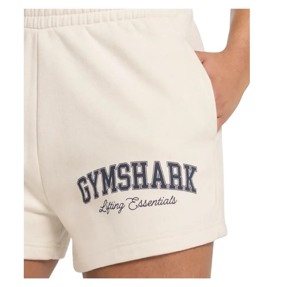 Gymshark Lifting Essentials Graphic Brushed 4' Shorts Oat White - HypeFly India View 5