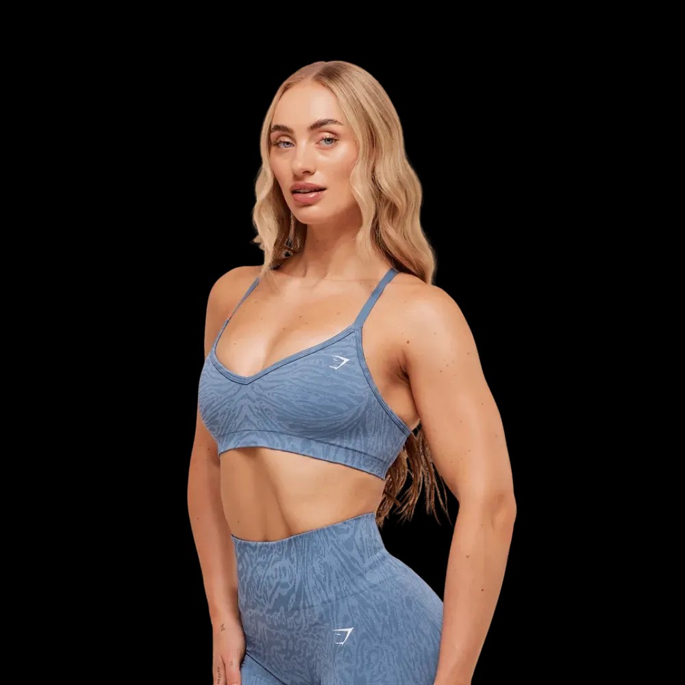 Gymshark Adapt Animal Seamless Sports Bra Worn Blue/Peri Blue - HypeFly India View 2