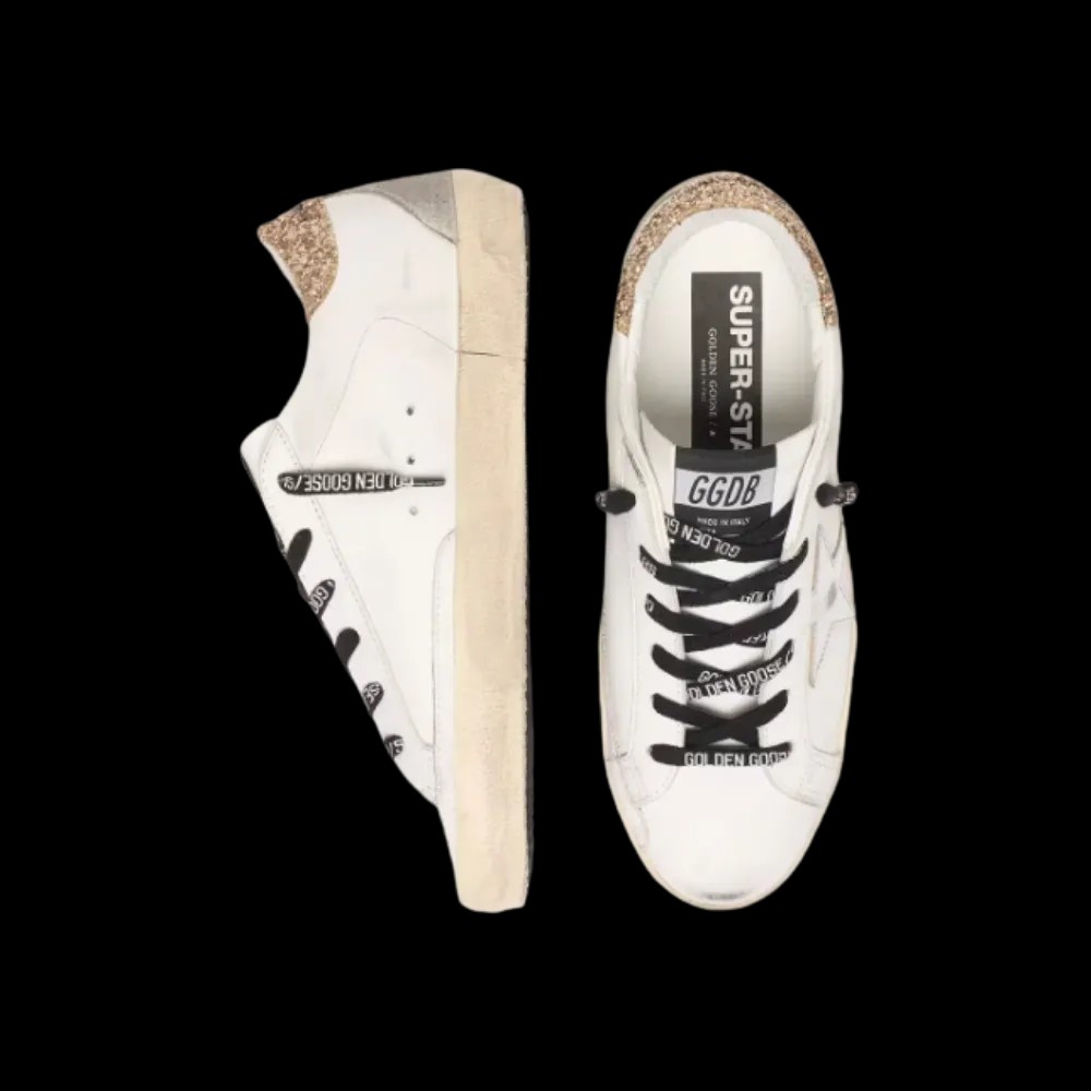 Golden Goose White Leather Super-Star With Glittery Heel Tab - HypeFly India View 2