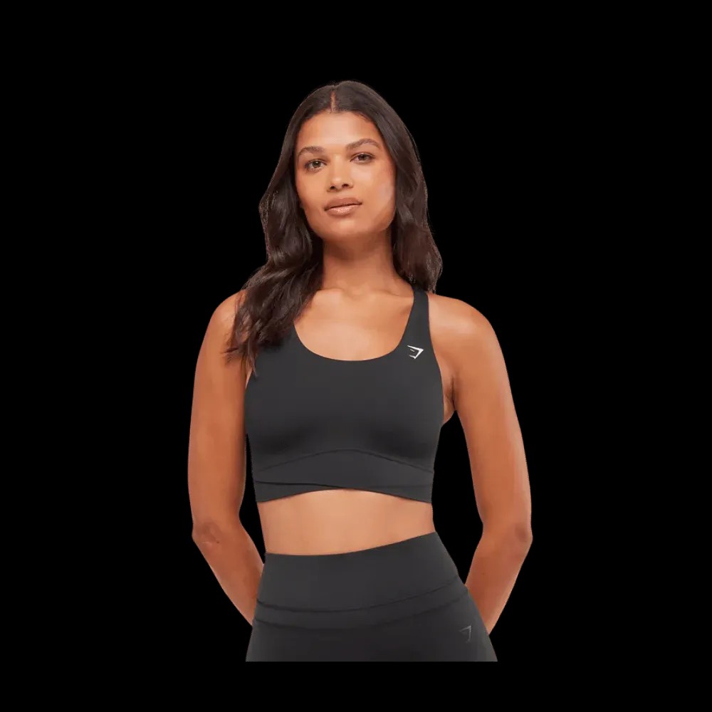 Gymshark Cross Over Sports Bra Black - HypeFly India View 2