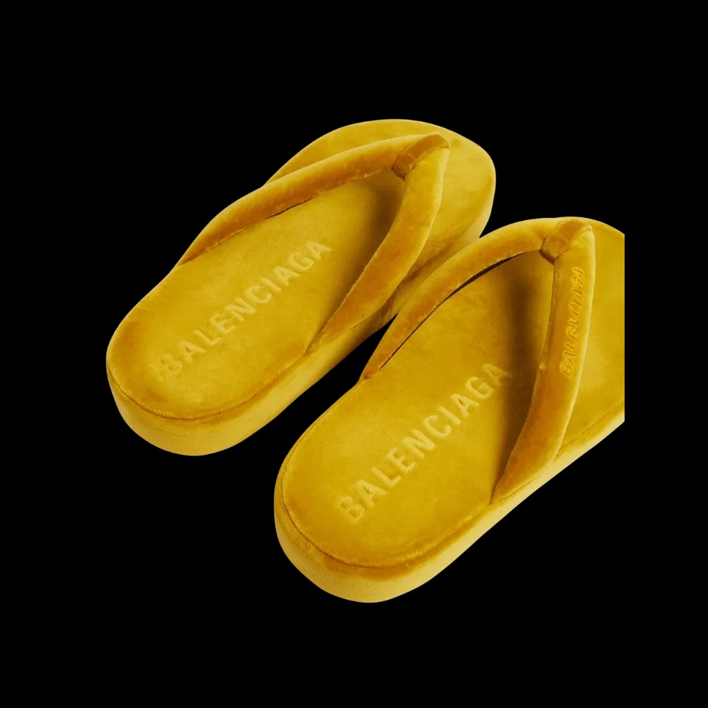 Balenciaga Jet Lag Thong In Mustard - HypeFly India View 5