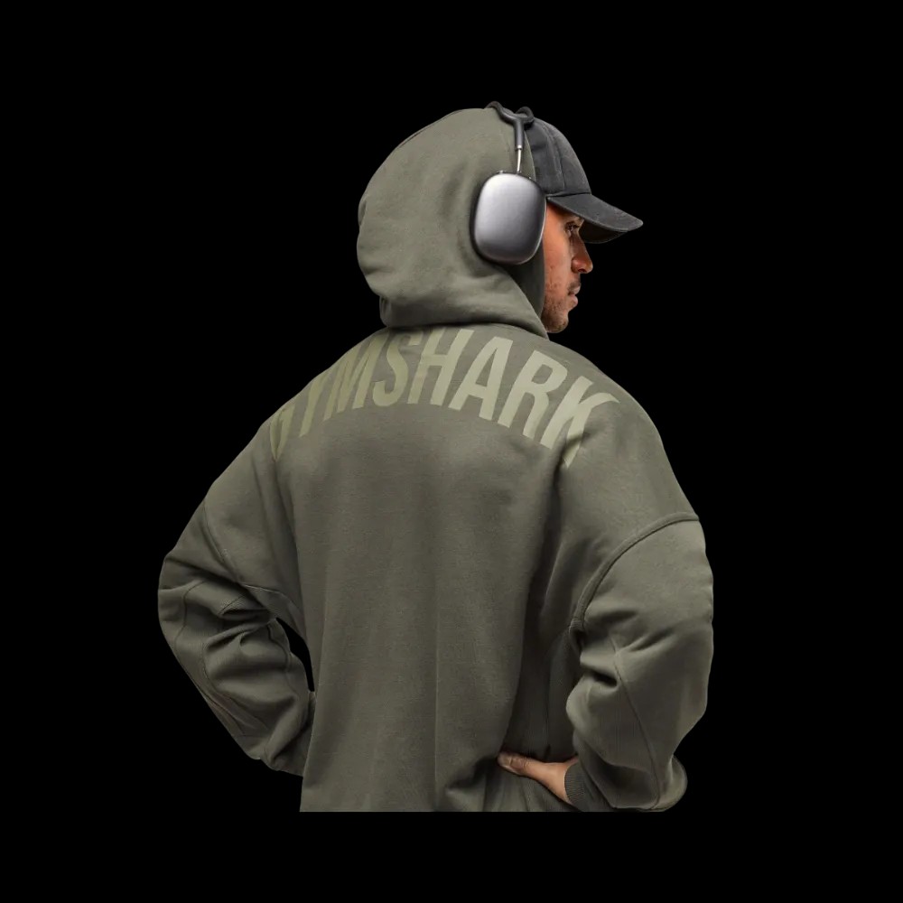 Gymshark Power Zip Up Hoodie Oversized Fit Strength Green - HypeFly India View 4