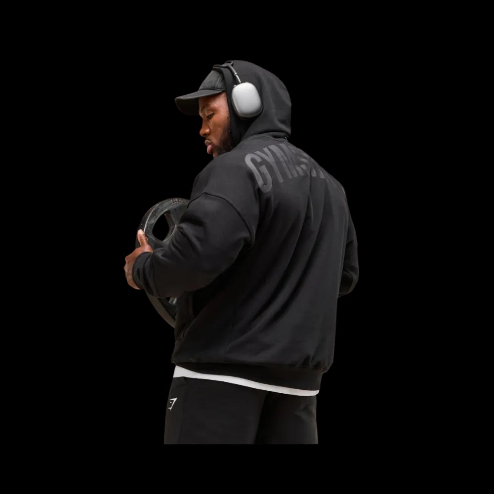 Gymshark Power Hoodie Oversized Fit Black - HypeFly India View 2