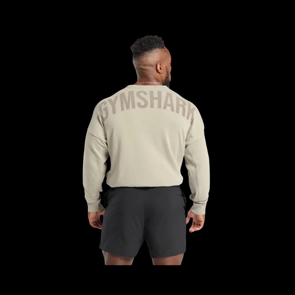Gymshark Power Washed Crew Oversized Fit Ecru Brown - HypeFly India View 1