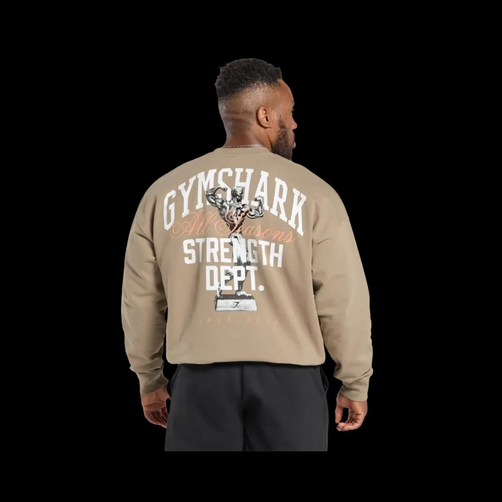 Gymshark Trophy Graphic Crew Oversized Fit Cement Brown - HypeFly India View 1