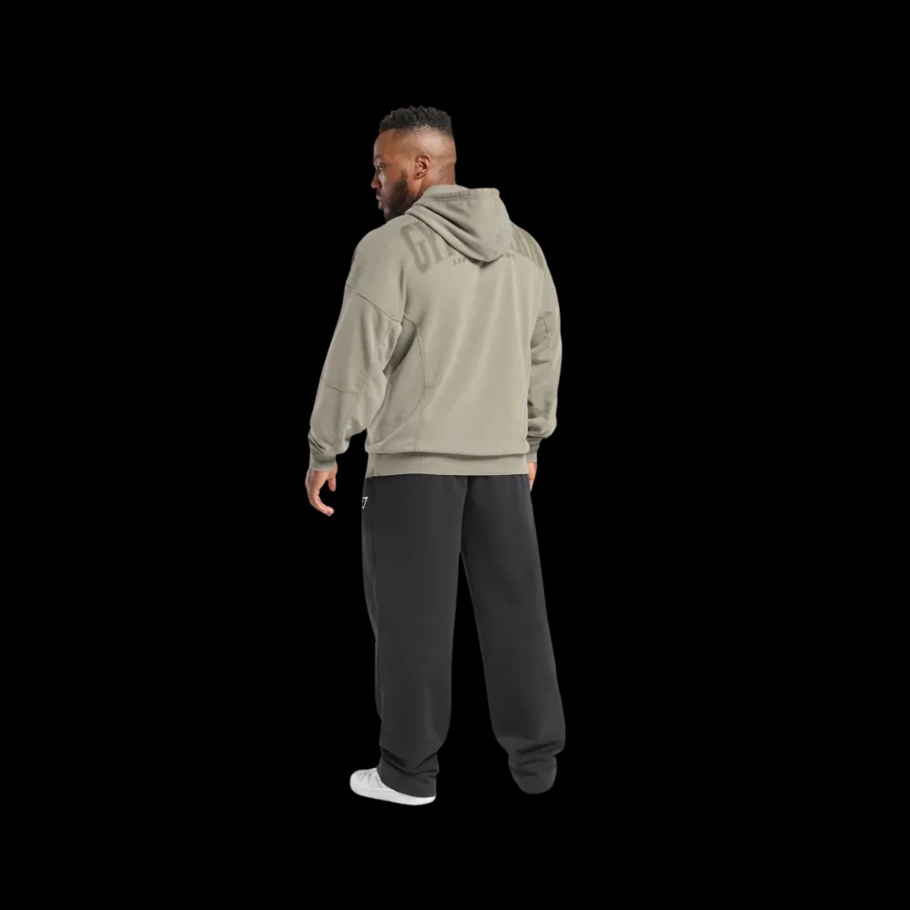 Gymshark Heritage Washed Hoodie Oversized Fit Utility Green - HypeFly India View 2