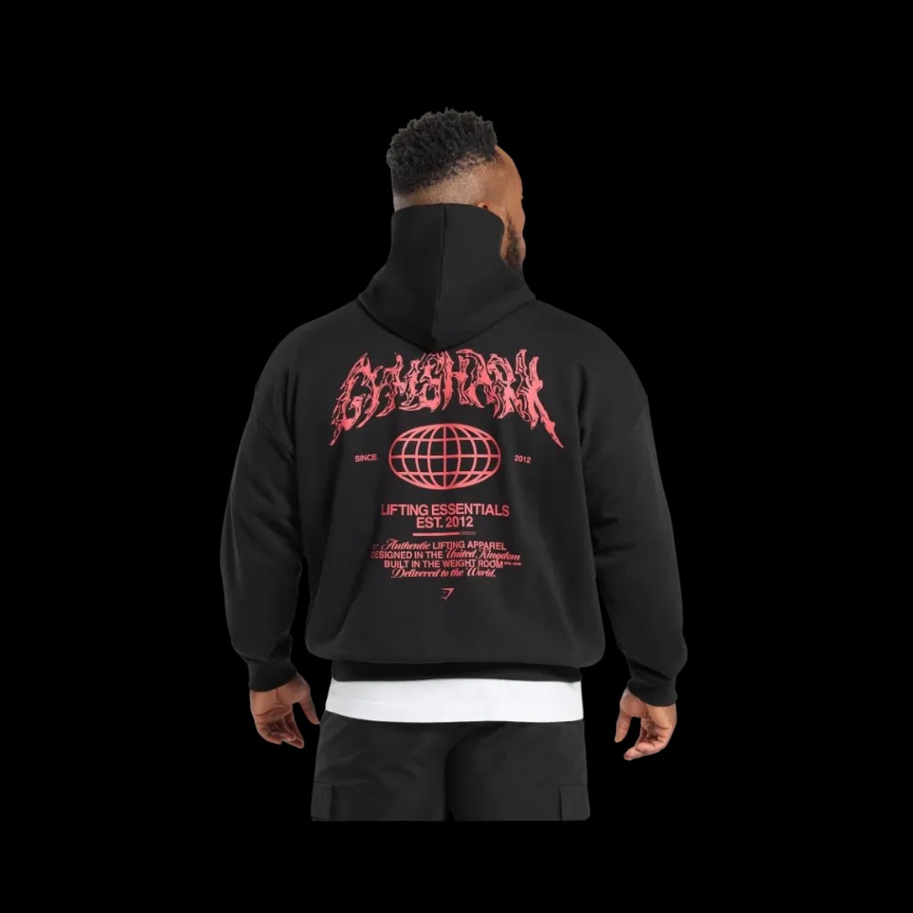Gymshark Metal Lifting Graphic Hoodie Oversized Fit Black - HypeFly India View 1