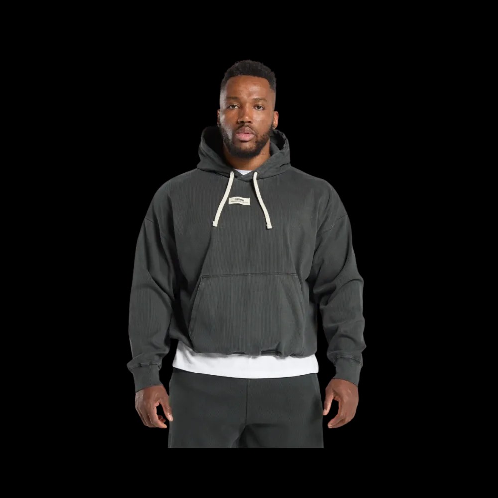 Gymshark Heavyweight Rib Hoodie Oversized Fit Asphalt Grey - HypeFly India View 1