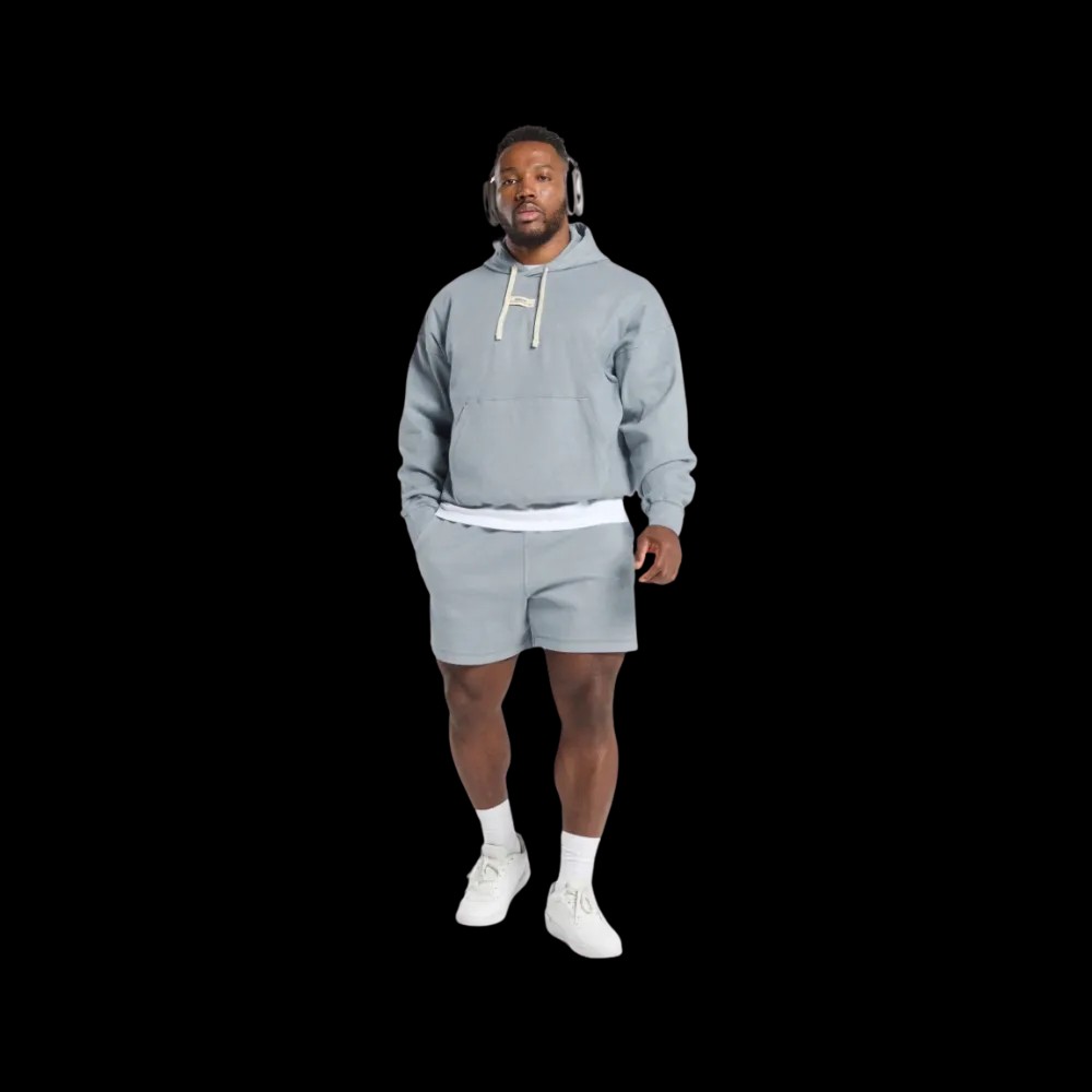 Gymshark Heavyweight Rib Hoodie Oversized Fit Denim Grey - HypeFly India View 2