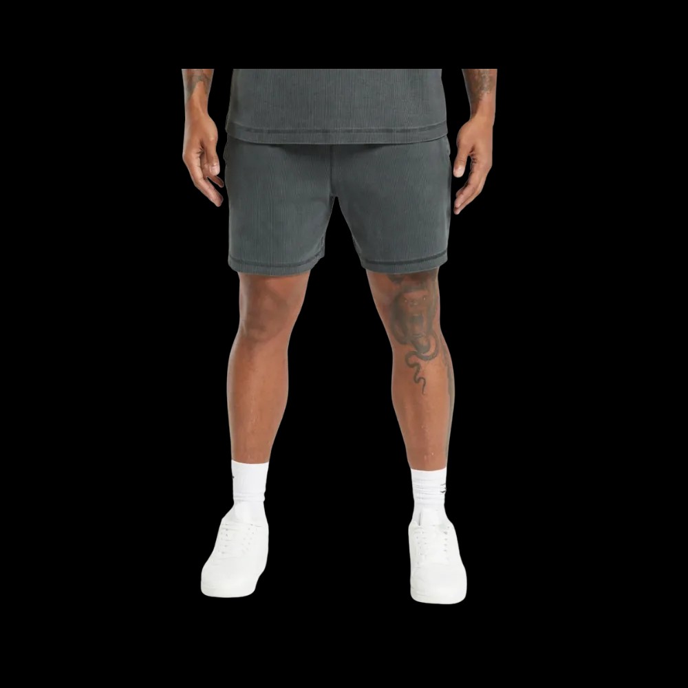 Gymshark Heavyweight Ribbed Shorts Oversized Fit Asphalt Grey - HypeFly India View 1