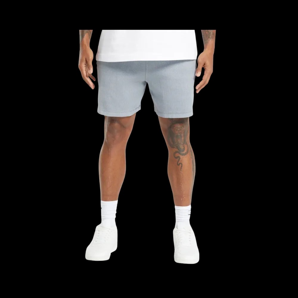 Gymshark Heavyweight Ribbed Shorts Oversized Fit Denim Grey - HypeFly India View 1