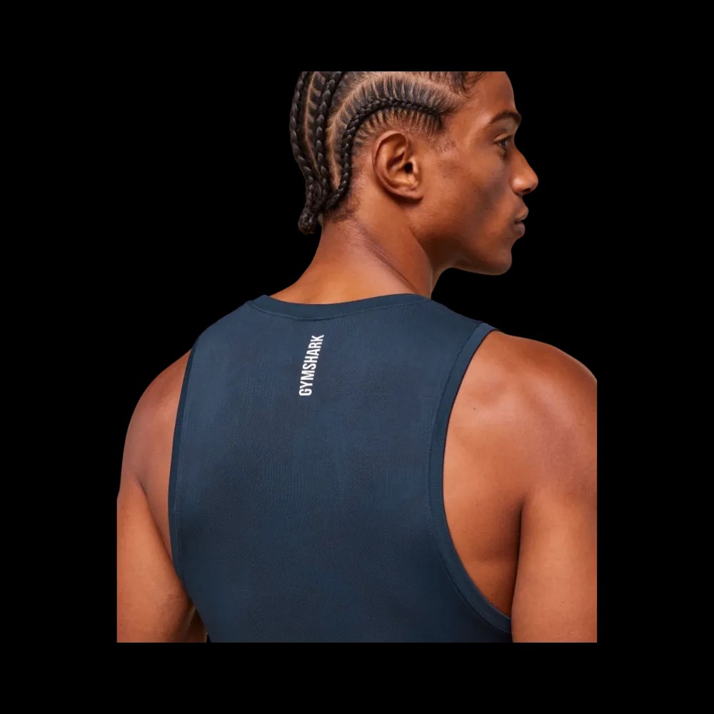 Gymshark Geo Seamless Tank Slim Fit Navy/Heavy Blue - HypeFly India View 5
