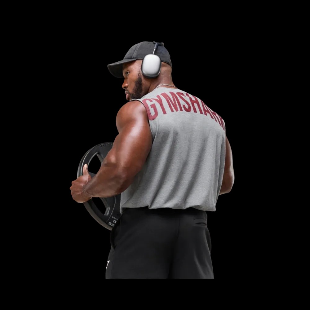 Gymshark Power Cut Off Tank Oversized Fit Charcoal Core Marl - HypeFly India View 2