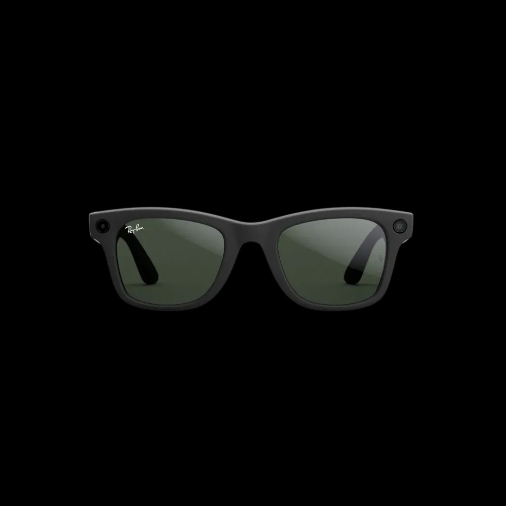 Ray Ban Meta Wayfarer Matte Black Frame Transition Clear/Green Lenses - HypeFly India View 1