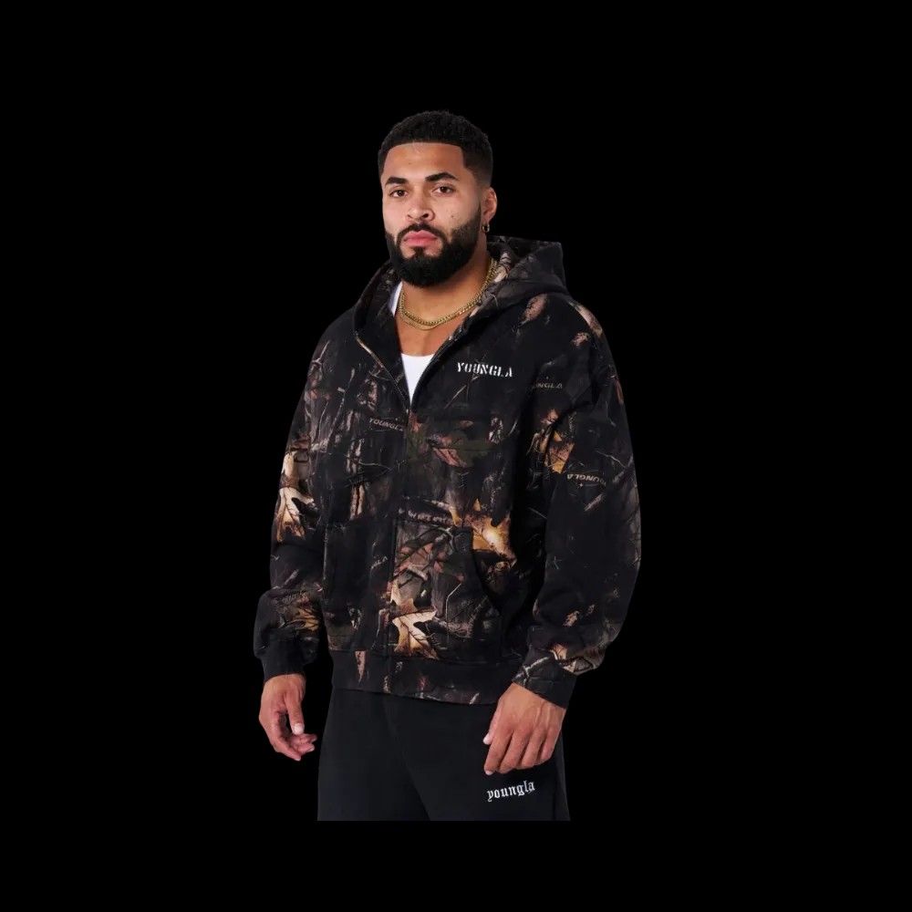 YoungLA Tree Camo Collection Zip Up Black Tree Camo - HypeFly India View 1