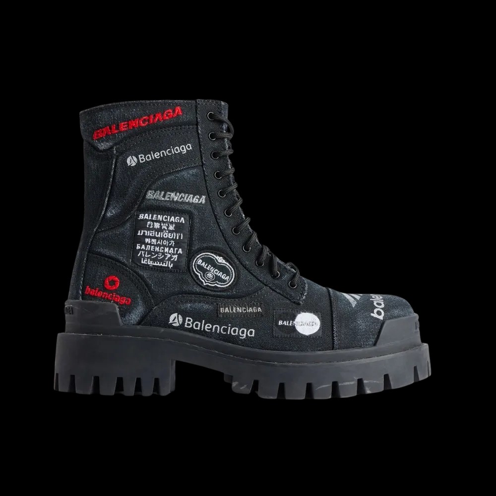 Balenciaga Combat Strike Boot In Black Cotton Canvas - HypeFly India View 1