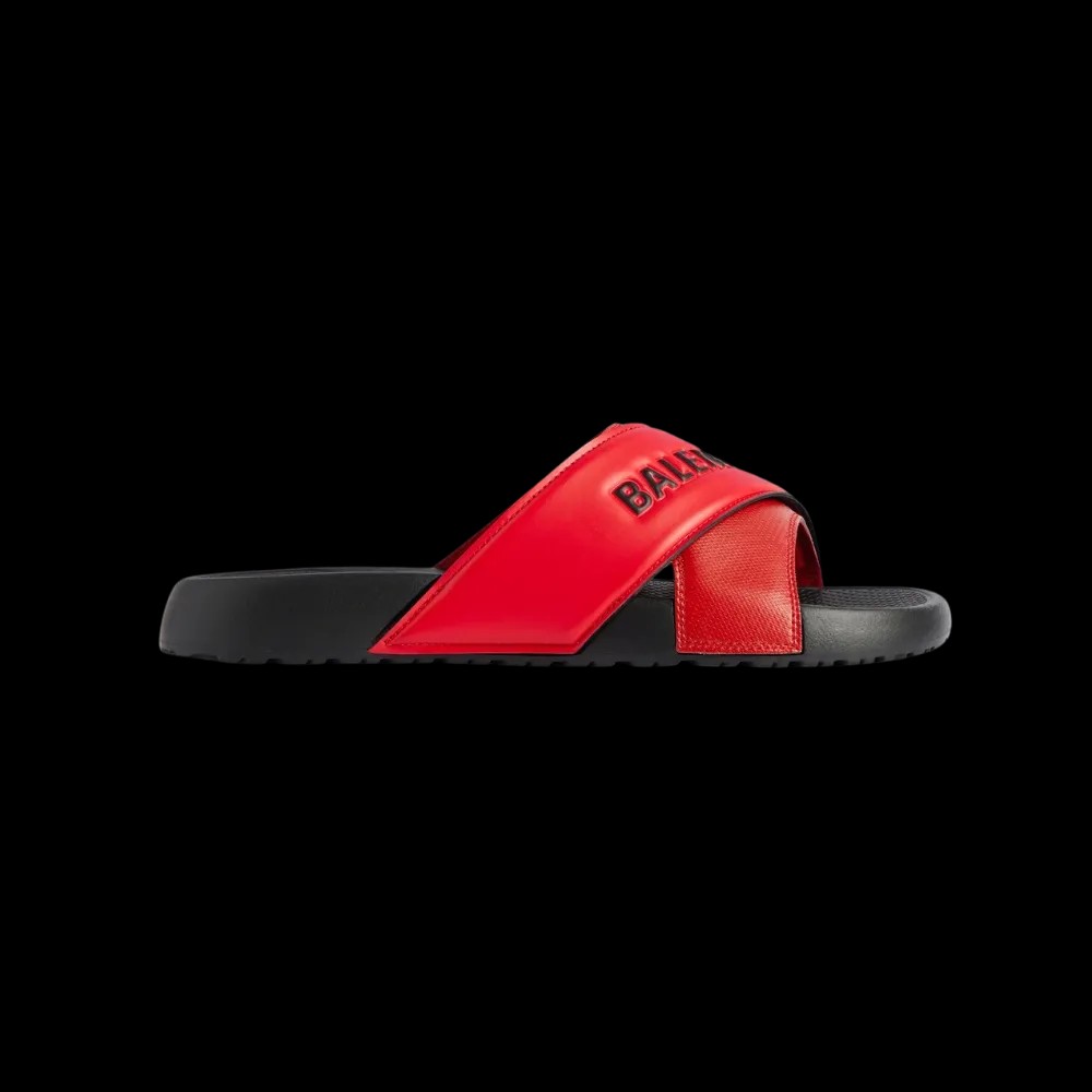 Balenciaga Sporty Pool Slide Sandal In Red - HypeFly India View 1