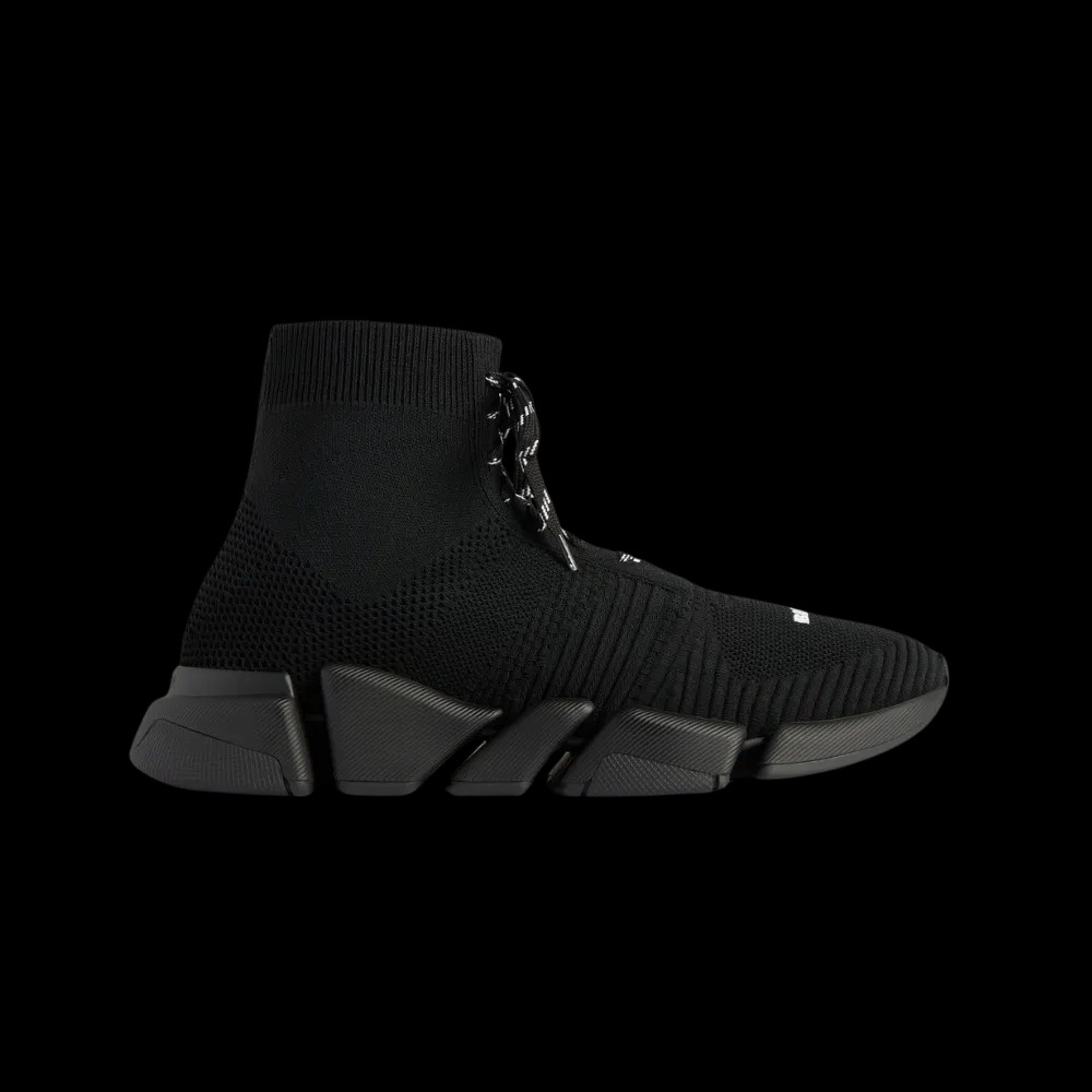 Balenciaga Speed 2.0 Lace-Up Recycled Knit Sneaker In Black - HypeFly India View 1