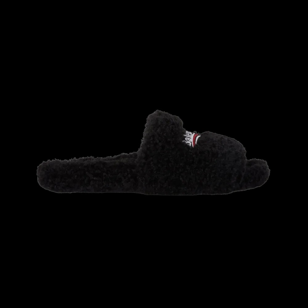 Balenciaga Furry Open Mule In Black - HypeFly India View 1