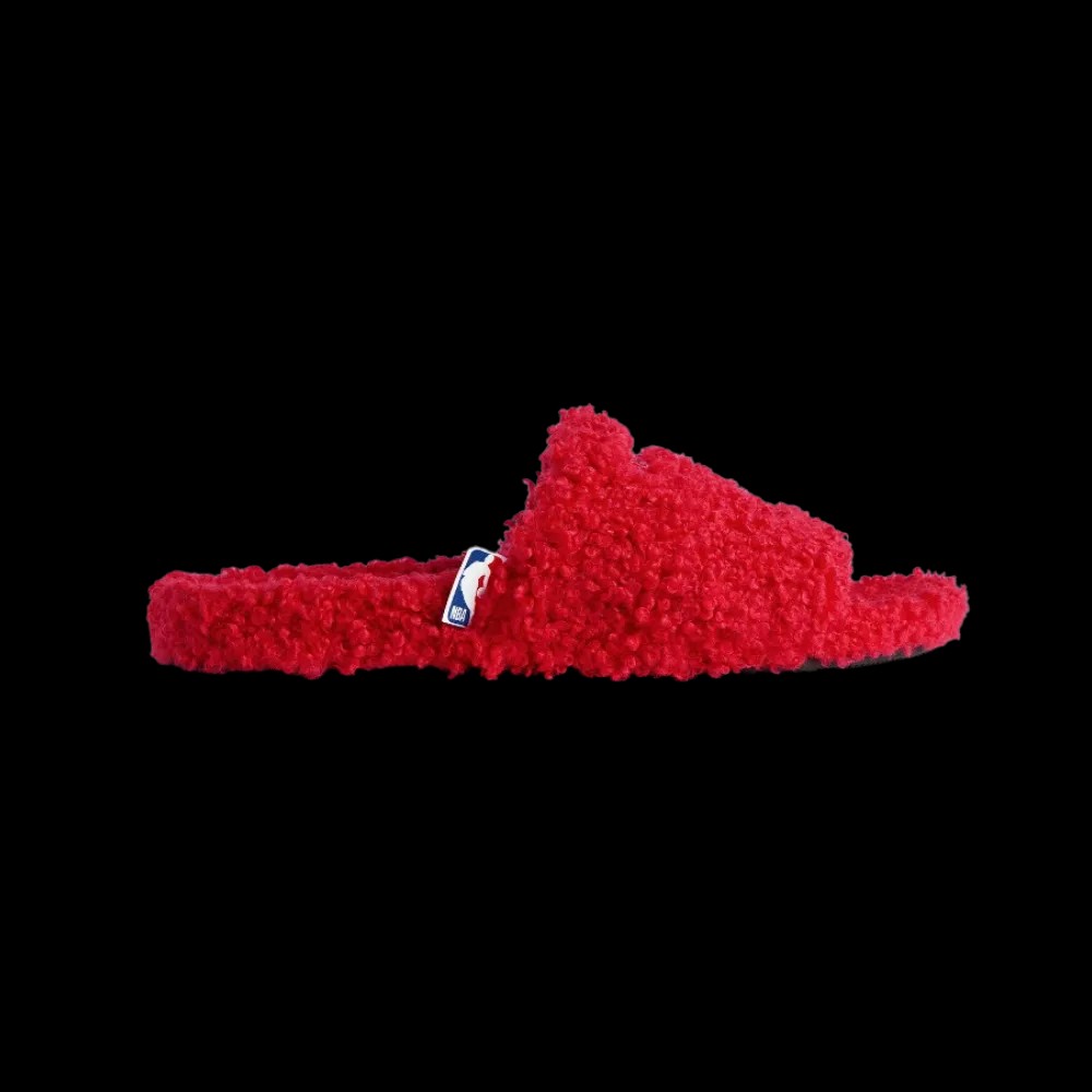 Balenciaga NBA Collaboration Furry Open Mule In Red - HypeFly India View 1