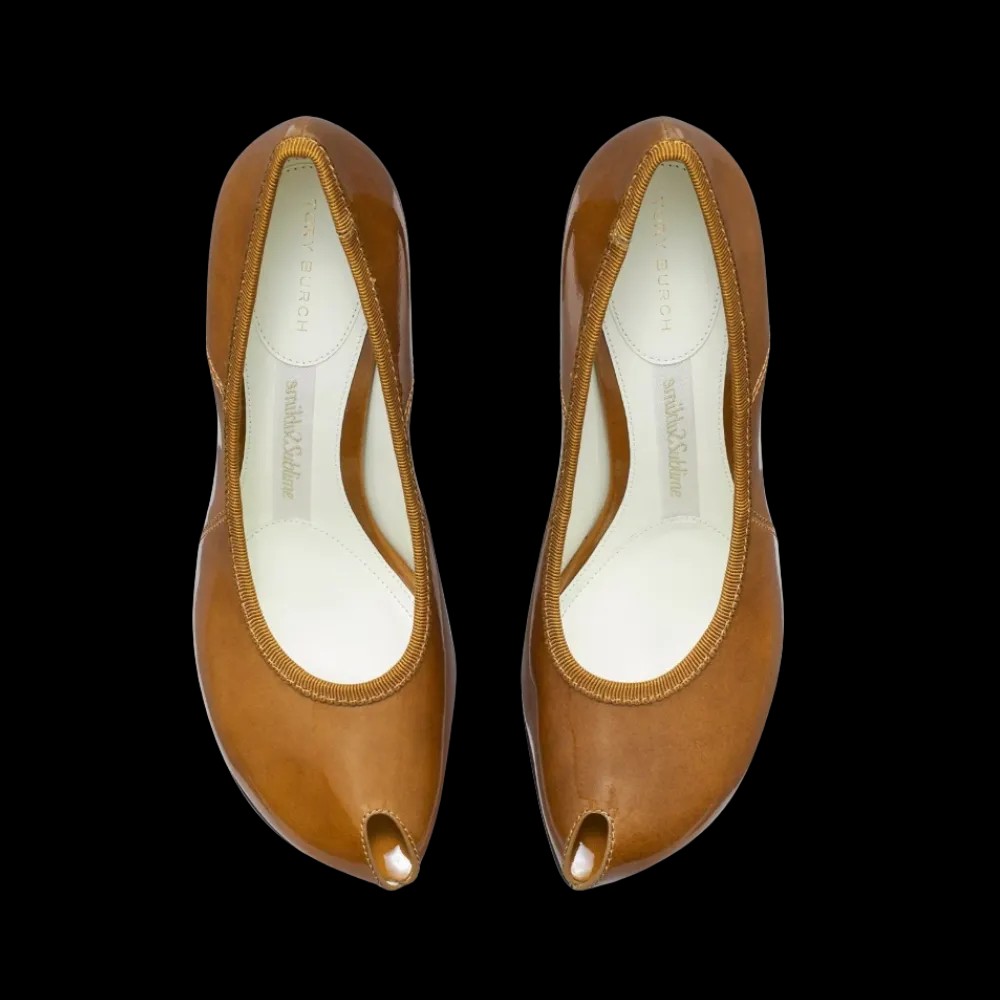 Tory Burch Peep-Toe Pump Caramel Tan - HypeFly India View 2