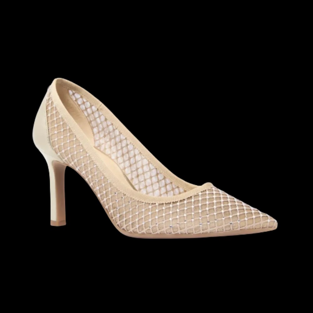 Michael Kors Willa Embellished Mesh Pump Pale Gold - HypeFly India View 3