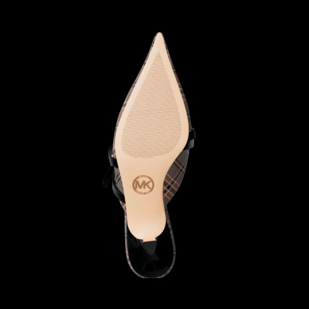 Michael Kors Yvette Plaid Print Kitten Mule Mushroom Mlti - HypeFly India View 4