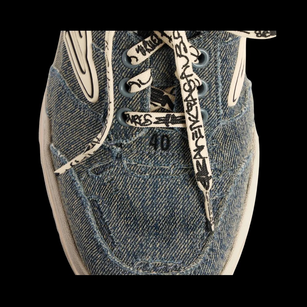 Balenciaga Hamptons Denim Mule In Off White - HypeFly India View 2